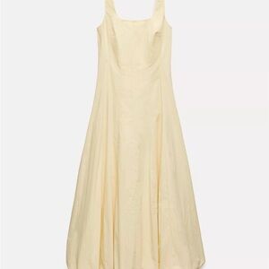 Zara Classic butter yellow Square-Neck Women’s Dress